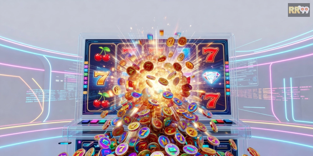 Hình minh họa khái niệm game nổ hũ rr99 với jackpot hấp dẫn và giao diện hiện đại