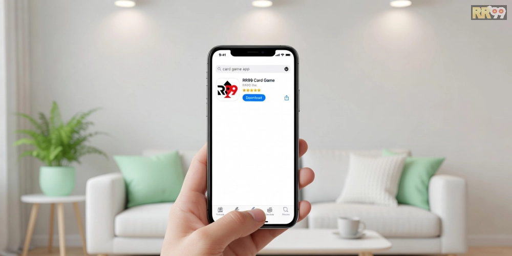 Hình ảnh hướng dẫn tải game bài rr99 trên iPhone với màn hình App Store rõ nét